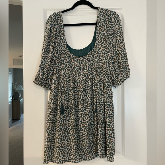 American Eagle Puff Sleeve Babydoll Dress | Green | M - Picture 6 of 7